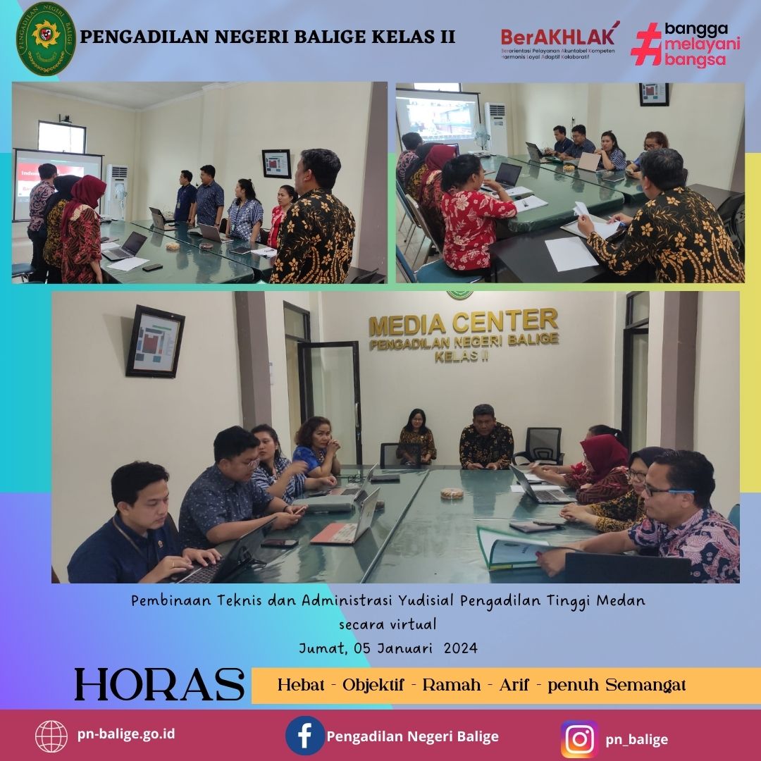 PEMBINAAN TEKNIS DAN ADMINISTRASI YUDISIAL PENGADILAN TINGGI MEDAN SECARA VIRTUAL